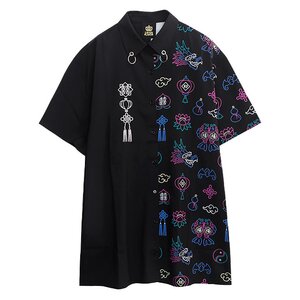 LISTEN FLAVOR Neon China Shirt Black x Pink