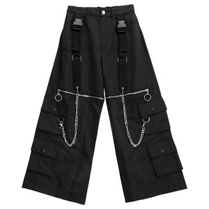 LISTEN FLAVOR Wide Pants w/ Strap Black