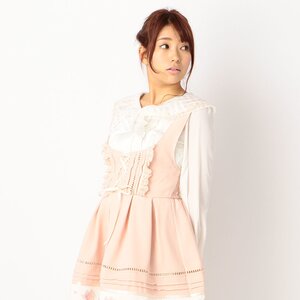 LIZ LISA Sheer Gingham Pinafore Dress White