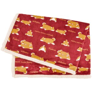 Nemu Nemu Animals Printed Half-Blanket Series Kotaro Wine Red