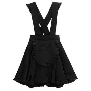 LISTEN FLAVOR Maid-Style Skirt w/ Suspenders Black
