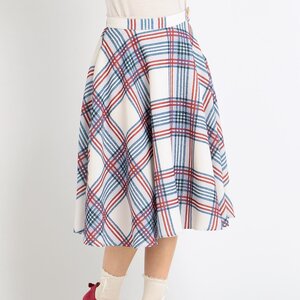 LIZ LISA Tartan Plaid Midi Skirt (White)