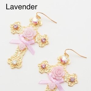 Swankiss Cross Rose Earrings Lavender