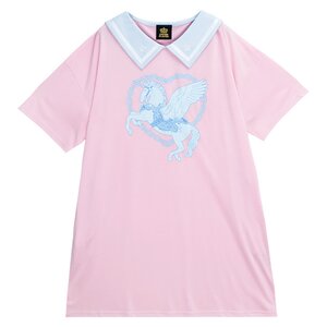 LISTEN FLAVOR Unicorn Sailor Dress Pink x Light Blue