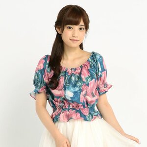 LIZ LISA Large Flower Pattern Top Blue
