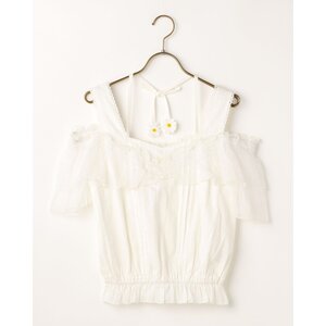 LIZ LISA Striped Ruffled Top White