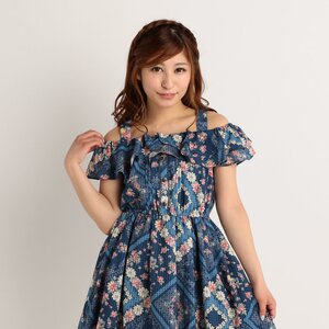 LIZ LISA Handkerchief Pattern Dress Navy