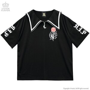 LISTEN FLAVOR R.I.P. Rose Zip Sailor Top Black