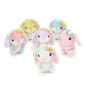 Pote Usa Loppy Colorful Rabbit Plush Collection (Ball Chain) Complete Set