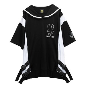 LISTEN FLAVOR Melty Rabbit Sailor Jersey Black