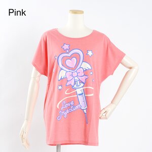 LISTEN FLAVOR Magical Syringe Dolman Sleeve T-Shirt Pink