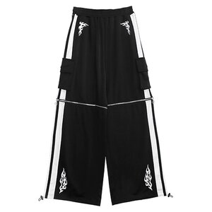 LISTEN FLAVOR Fallen Angel's 2-Way Separate Jersey Pants Black x White