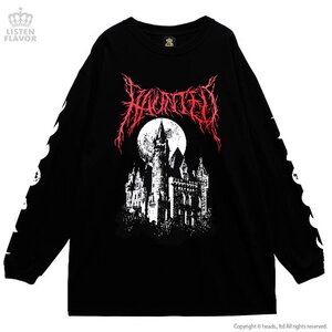 LISTEN FLAVOR Haunted Castle Long Sleeve T-Shirt Black