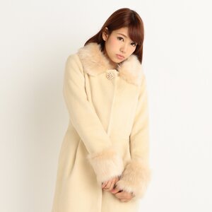 LIZ LISA Faux Fur Collar & Cuffs Cocoon Coat Beige