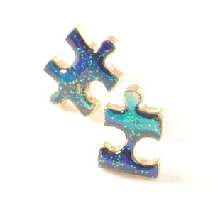 Celestial Puzzle Piece Earrings Blue & Gold