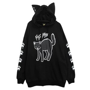 LISTEN FLAVOR Yannoka Step Nekomimi Hoodie Black
