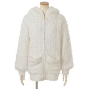 LIZ LISA Ribbon Pocket Knit Hoodie White
