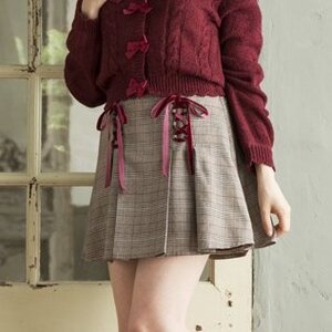 LIZ LISA Glen Check Sukapan Skirt Bordeaux