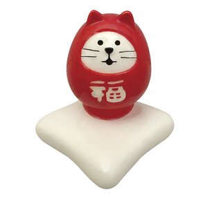 concombre Manekineko Daruma Chopstick Rest Red