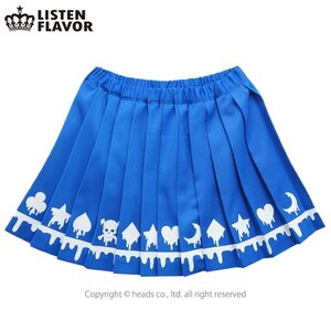 LISTEN FLAVOR Melty Playing Cards Pleated Skirt Blue