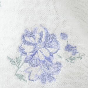 LIZ LISA Embroidered Flower Feather Knit Top White