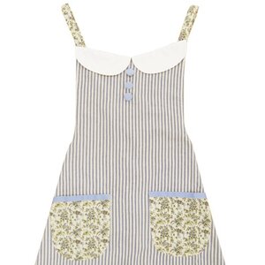 pink trick Flower Print Accent Striped Apron