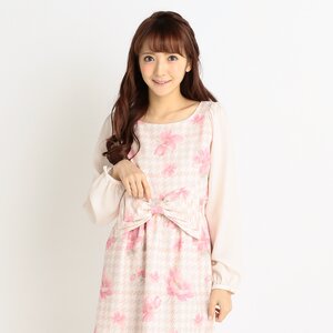 LIZ LISA Floral Plaid Houndstooth Dress Pink