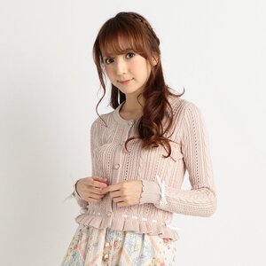 LIZ LISA Sleeve Ribbon Cardigan Pink