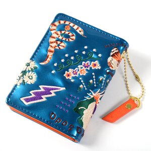 FLAPPER Sukajan Embroidered Pass Case Turquoise