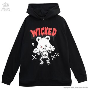 LISTEN FLAVOR Skeleton Bear Hoodie Black