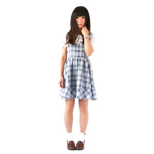 LIZ LISA Checkered Pinafore Dress Blue