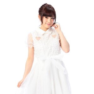 LIZ LISA Heart Ribbon Mesh Dress w/ Official LIZ LISA Shop Bag White