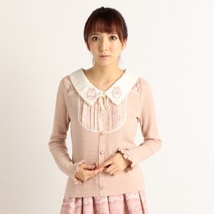 LIZ LISA Ribbed Fitted Blouse Pink
