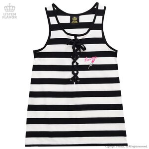 LISTEN FLAVOR Liar Rouge Lace-Up Tank Top Striped