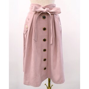 LIZ LISA Waist Ribbon Mid-Length Skirt Pink