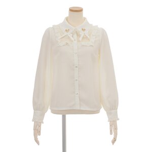LIZ LISA Gingham Ribbon Blouse White