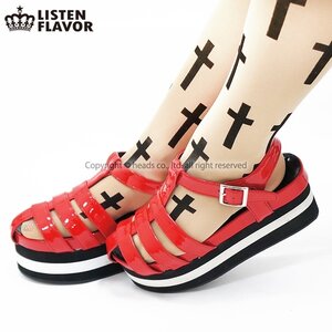 LISTEN FLAVOR Lined Belt Platform Sandals Red L
