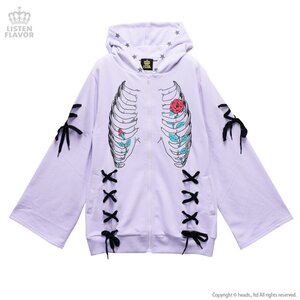 LISTEN FLAVOR Oath of the Eternal Rose Lace-Up Zip Hoodie Lavender