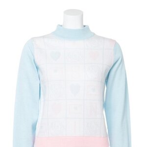 Swankiss Memory Jacquard Knit Sweaters Sax