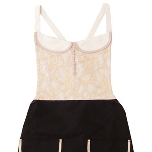 pink trick Lace Overlay & Contrast Pocket Apron