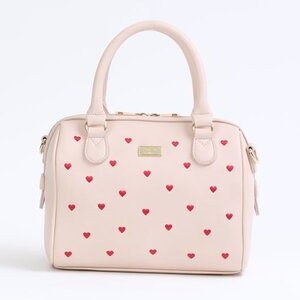 Honey Salon Heart Embroidered Boston Bag Pink