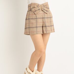 LIZ LISA Big Ribbon Plaid Shorts Beige