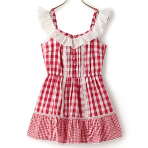 LIZ LISA Cotton Lace Frill Top Red