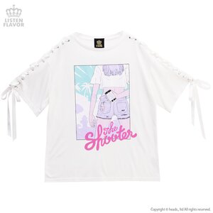 LISTEN FLAVOR The Shooter Lace-Up Sleeves Top White