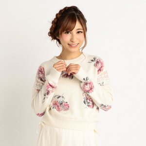 LIZ LISA Floral Angora Blend Sweater White