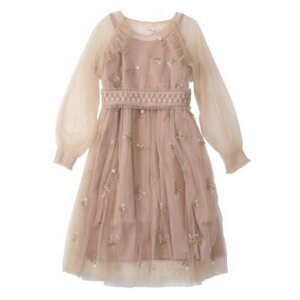 Honey Salon Flower Heart Tulle Dress Pink Beige