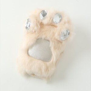 Honey Salon Cat Paw Fur iPhone Case Pink Beige