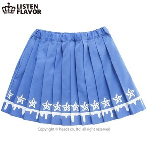 LISTEN FLAVOR Melty Line Pleated Skirt w/ Stars Blue Lavender