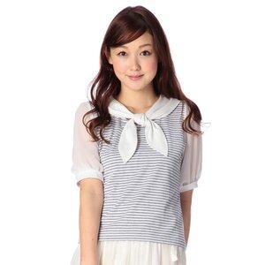 LIZ LISA Striped Sailor T-Shirt Gray