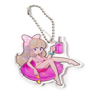 Summer Float Girl Acrylic Keychain Candy Pink